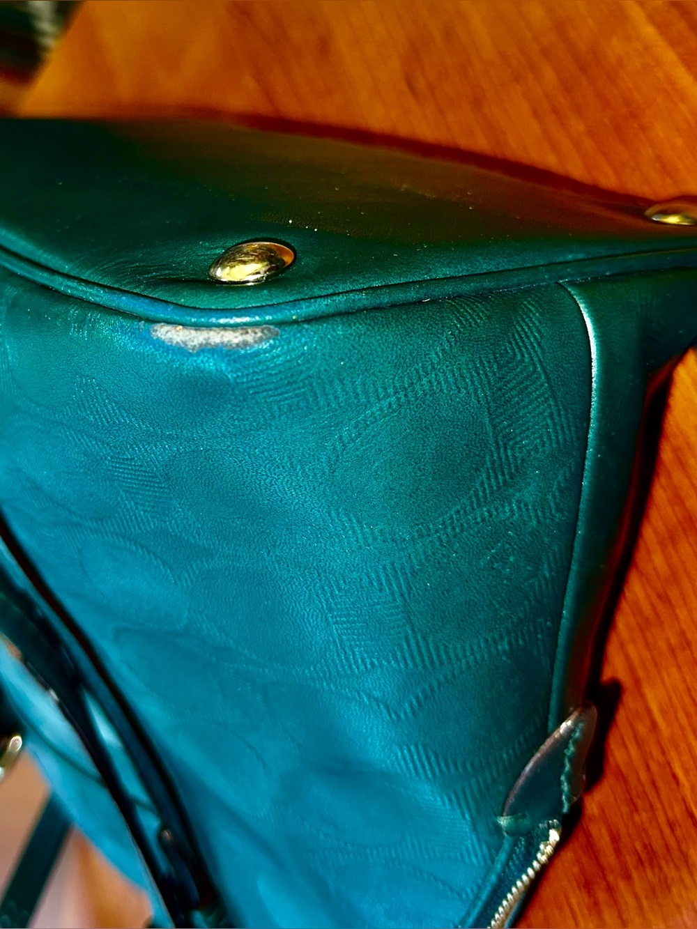 Coach Dark Green Leather Embossed Leather Dome Satchel Bag F31407 - Picture 12 of 13